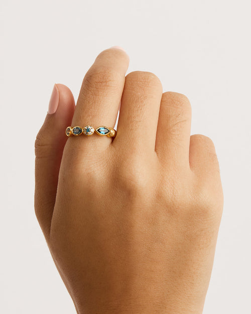 Yellow Gold Vermeil Protection of Eye Topaz Ring