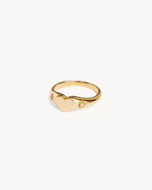 Yellow Gold Vermeil Heart Signet Ring