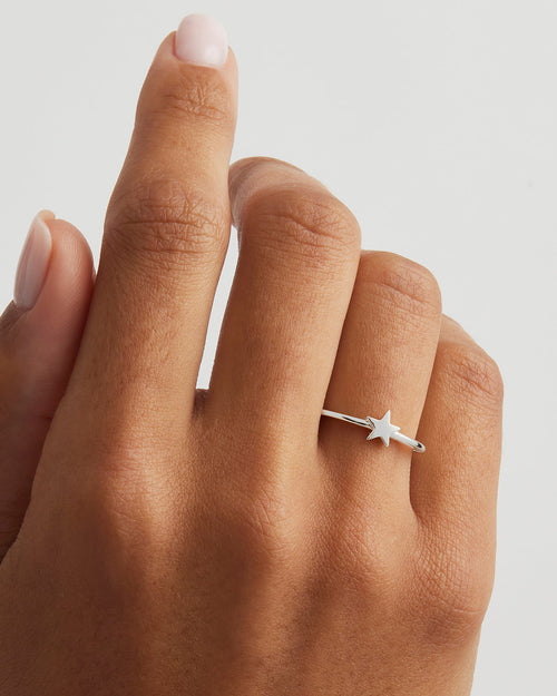 White Gold Vermeil Wishing on a Star Ring