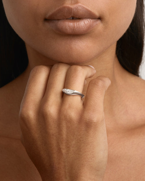 White Gold Vermeil Lotus Ring