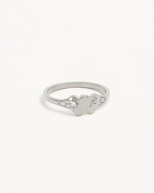 White Gold Vermeil Forever Intertwined Heart Signet Ring
