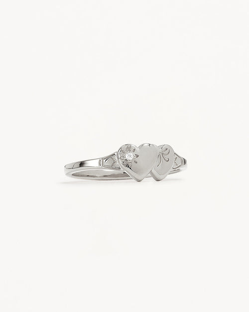 White Gold Vermeil Forever Intertwined Heart Signet Ring