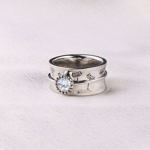 Dandelion Birthstone Spinning Fidget Ring