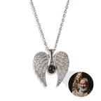 Sparkling Angel Wings Memorial Photo Necklace